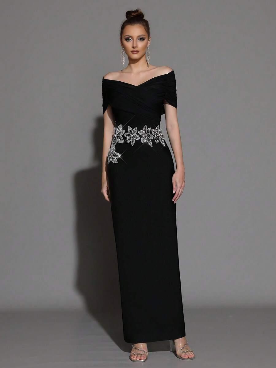 SHEIN CZARNA MAXI SUKIENKA S06__S