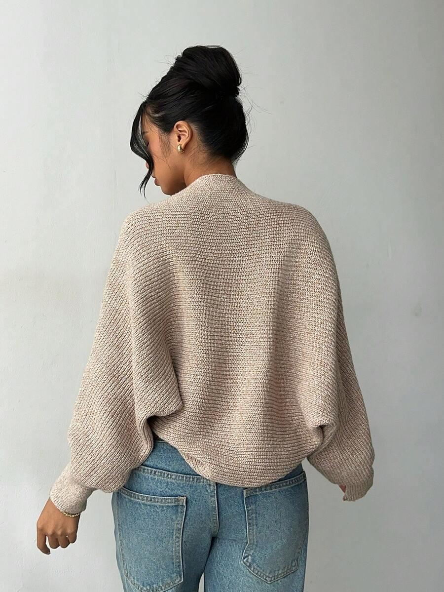 ALORUH BEŻOWY SWETER DŁUGI RĘKAW S06__XS