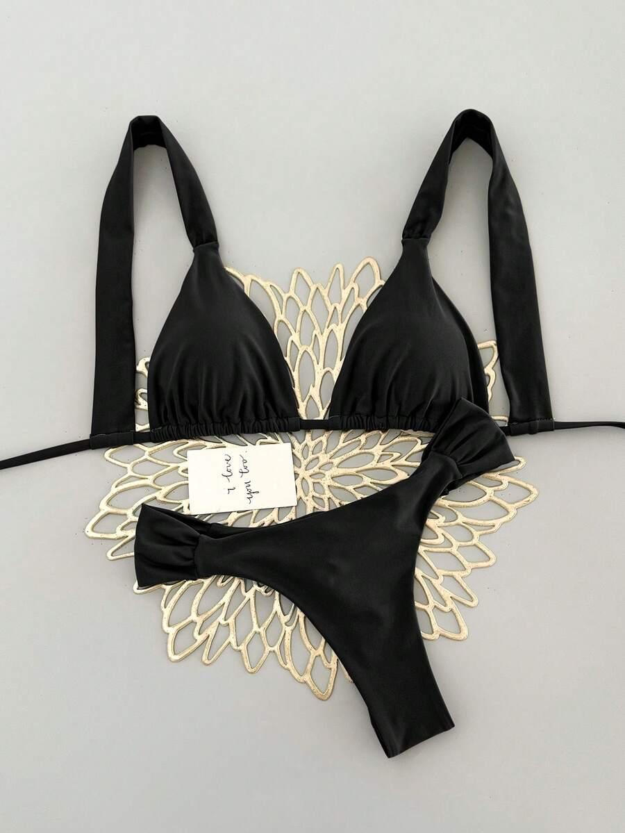 SHEIN CZARNY DWUCZĘŚCIOWY STRÓJ KĄPIELOWY S09__M