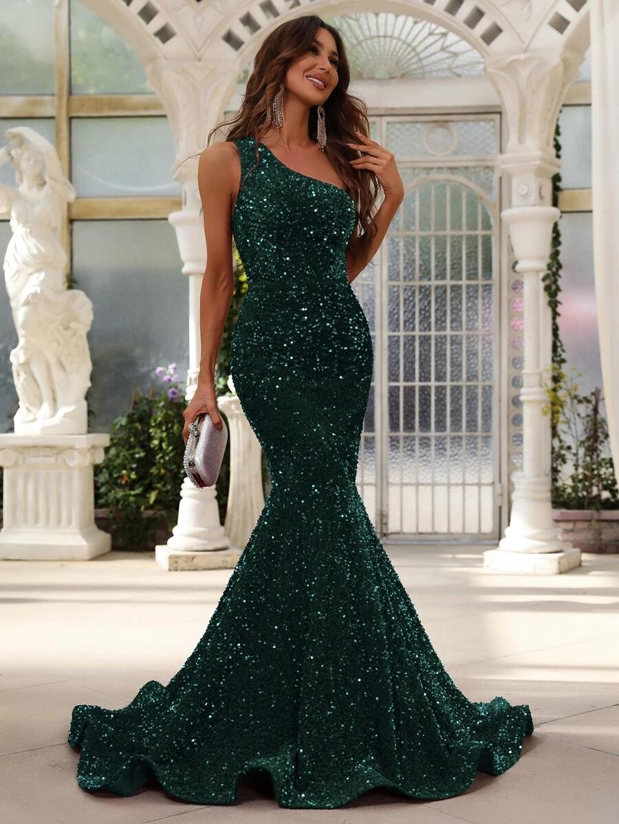 SHEIN ZIELONA SUKIENKA MAXI CEKINY S06__S