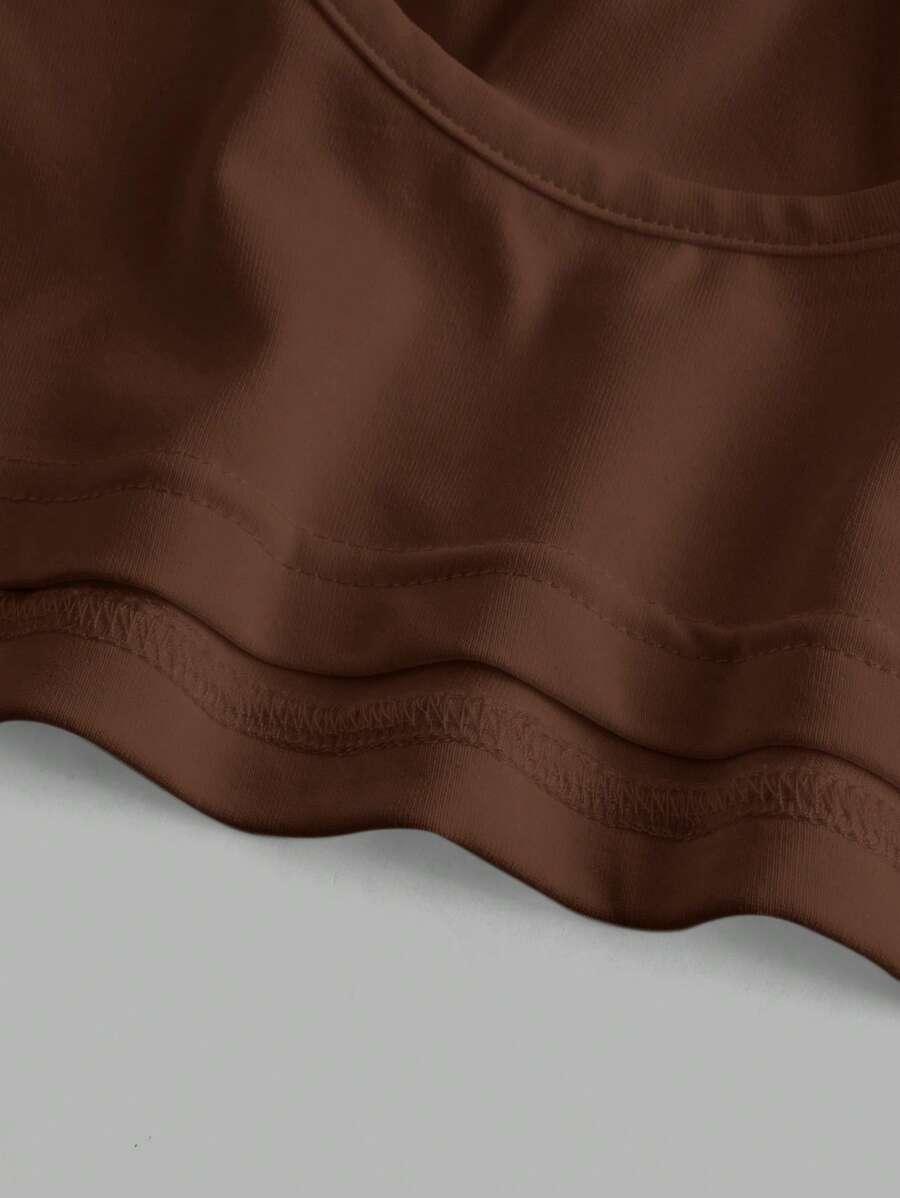 SHEIN BRĄZOWY TOP NA RAMIĄCZKACH S06__S