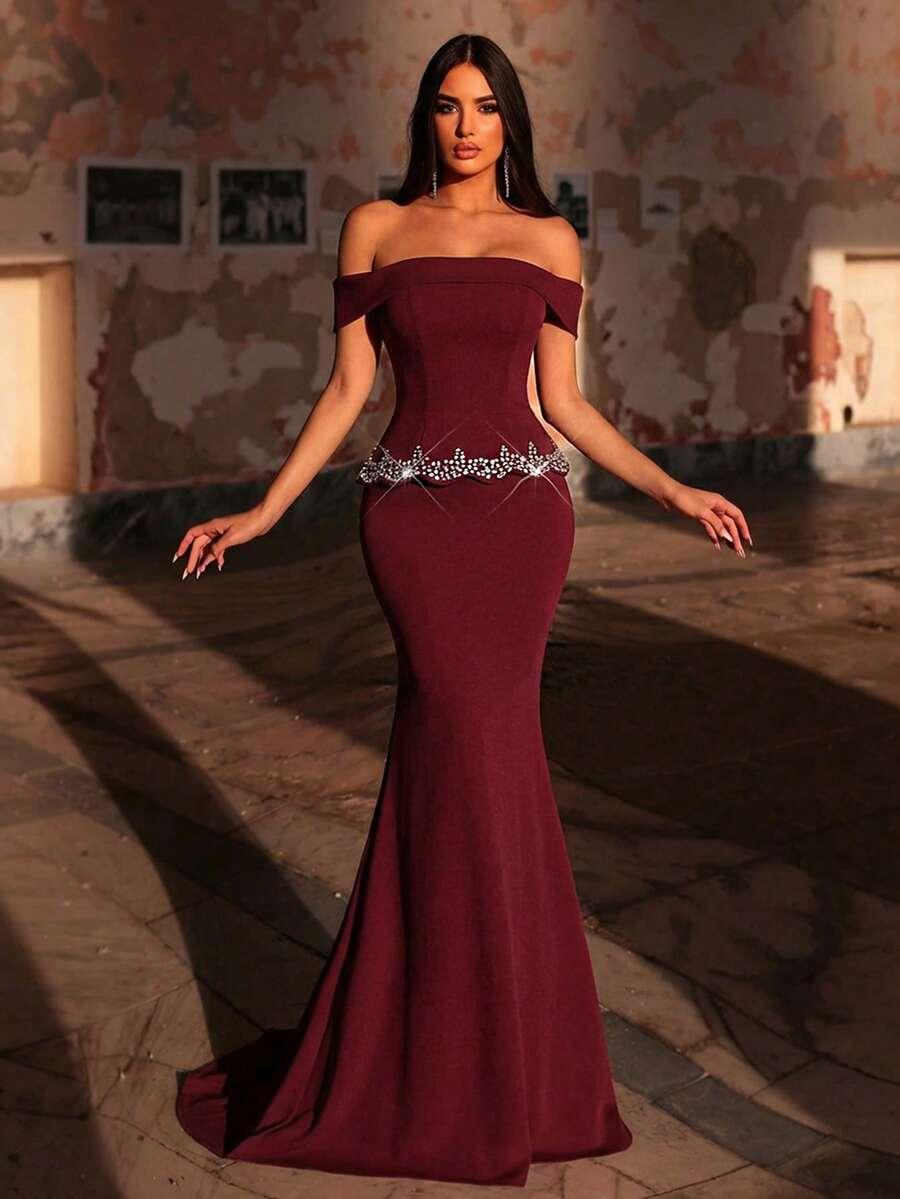 GLAMRAE BORDOWA MAXI SUKIENKA S09__L