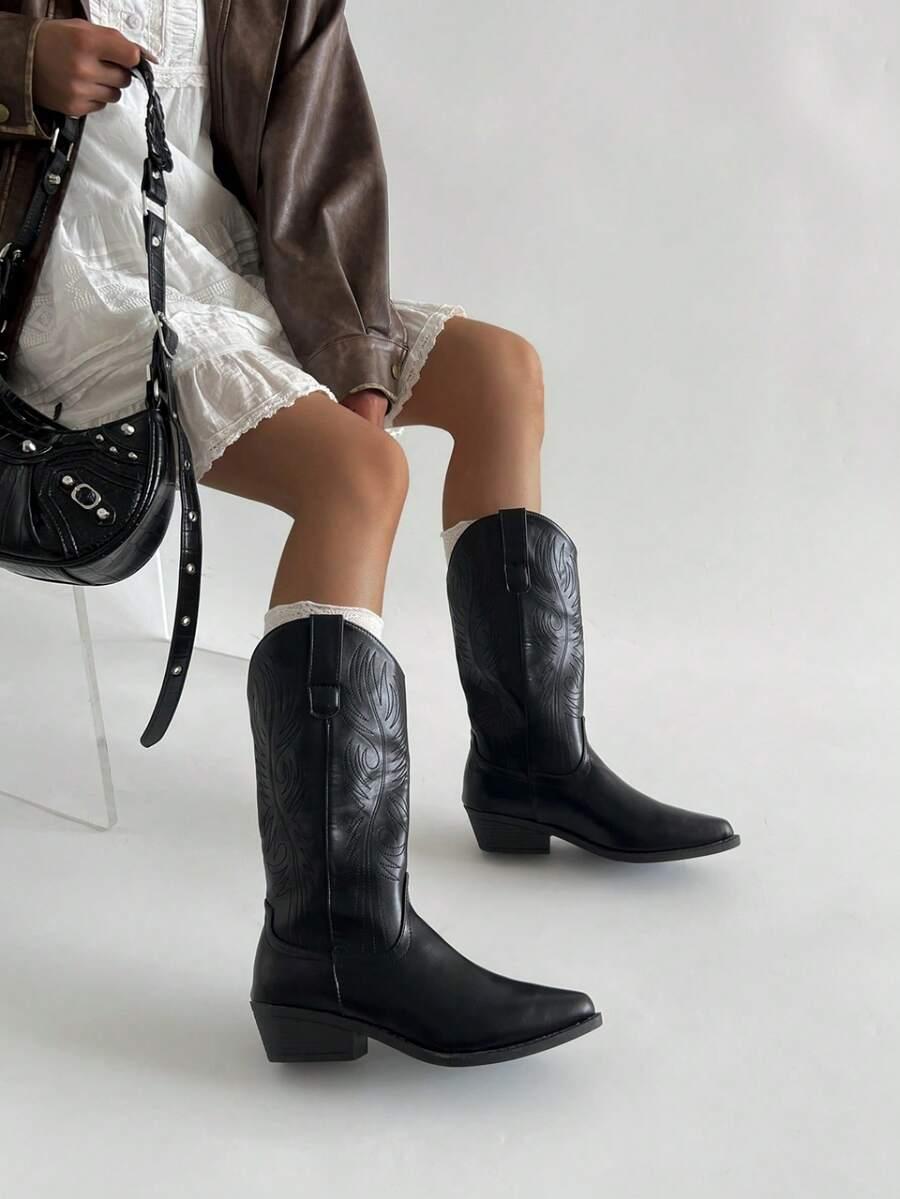 SHEIN CZARNE KOZAKI KOWBOJKI W01__39,5