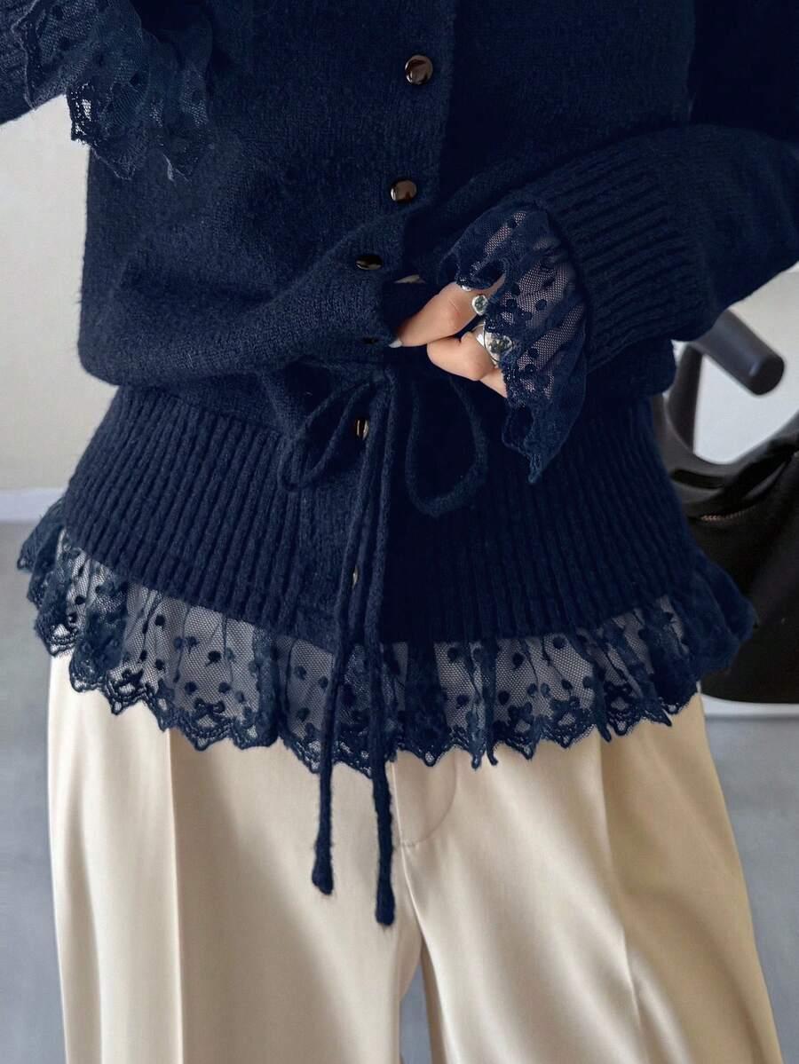FRIFUL GRANATOWY SWETER GUZIKI S06__L