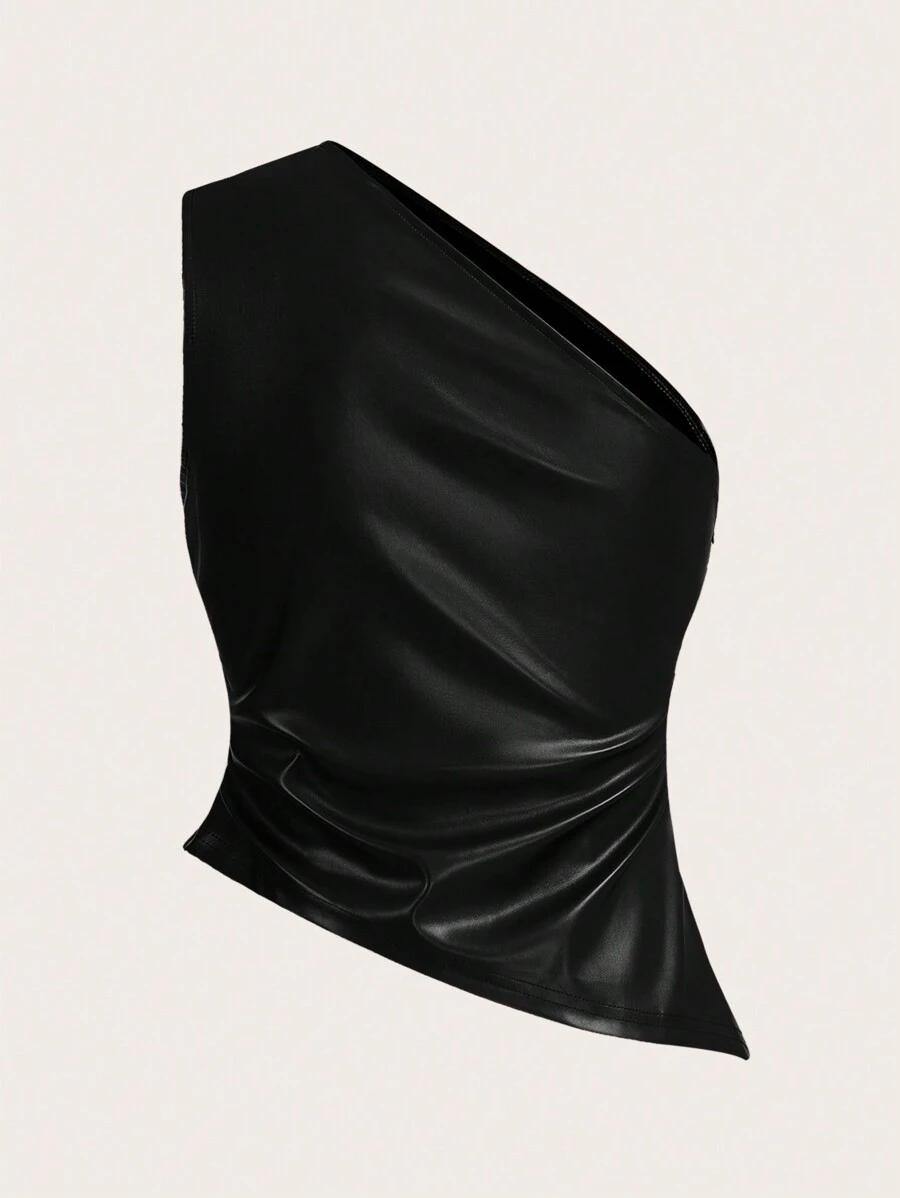 SIREN GAZE CZARNY TOP IMITACJA SKÓRY S06__S