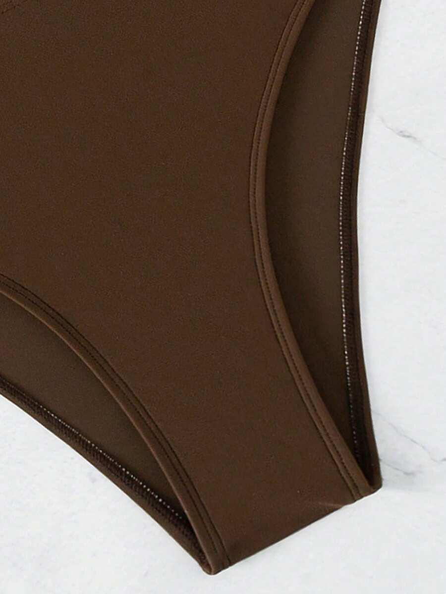 SHEIN BRĄZOWY DÓŁ OD BIKINI S09__L