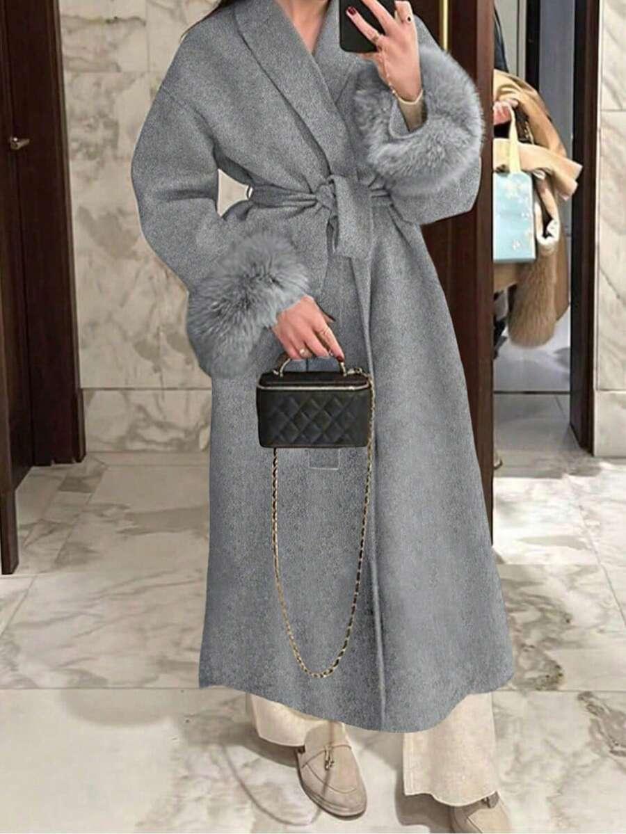 SHEIN SZARY KLASYCZNY PŁASZCZ W01__S