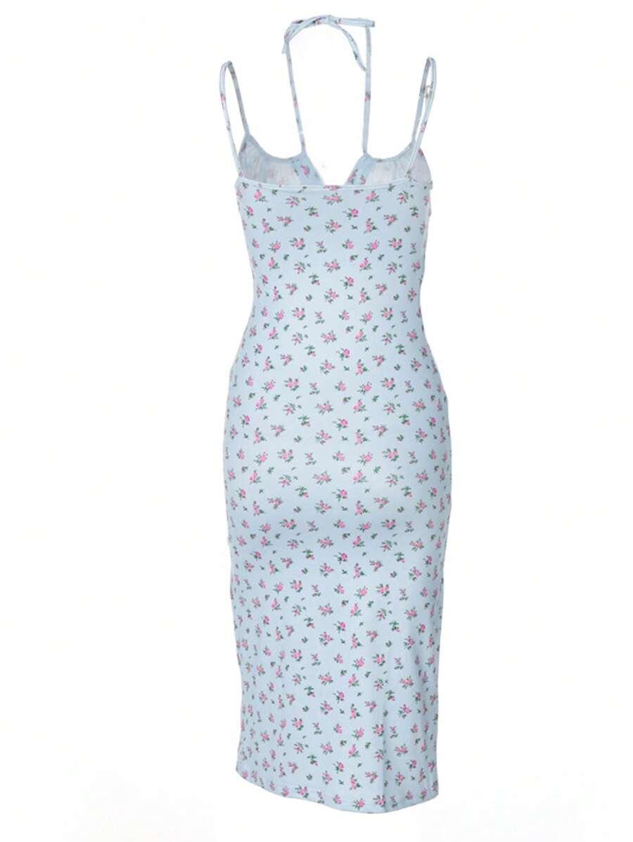 SHEIN NIEBIESKA SUKIENKA WZÓR KWIATY PK01__M