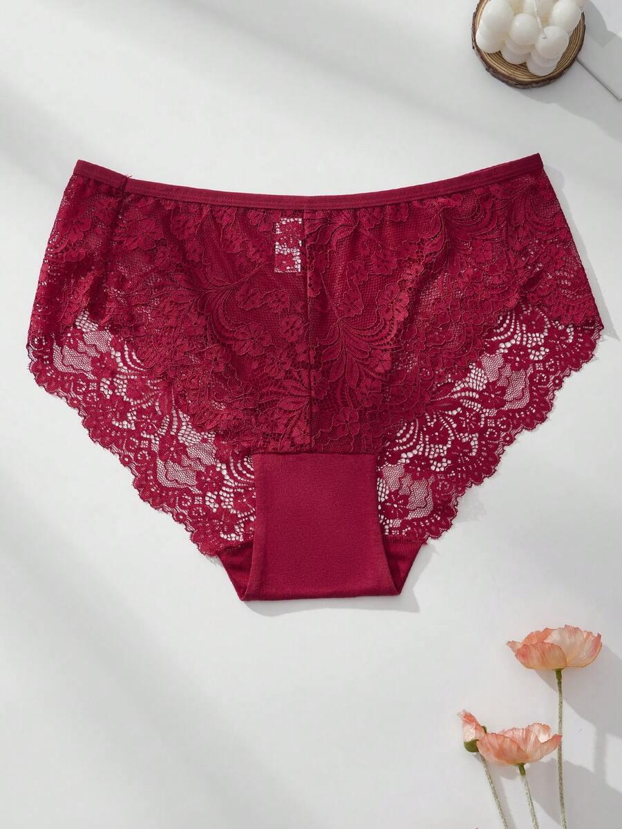 SHEIN CZERWONE MAJTKI KORONKA 3-PACK S06__48