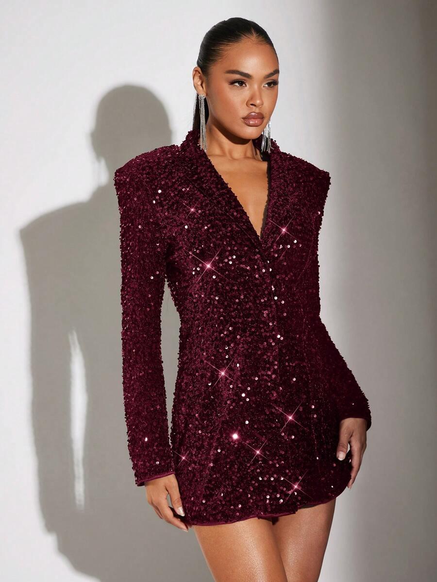 SHEIN BORDOWA MINI SUKIENKA CEKINY S06__L