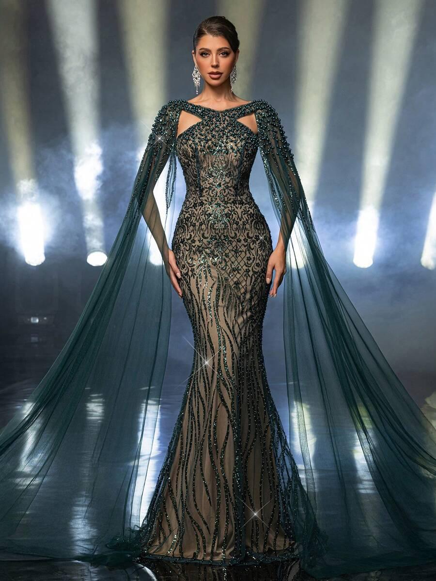 SHEIN ZIELONA MAXI SUKIENKA S06__L