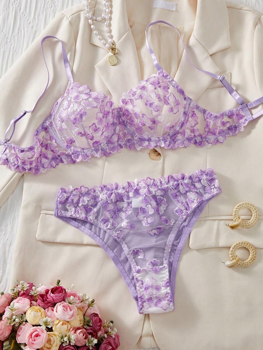 SHEIN FIOLETOWY BIUSTONOSZ KORONKA S09__XL