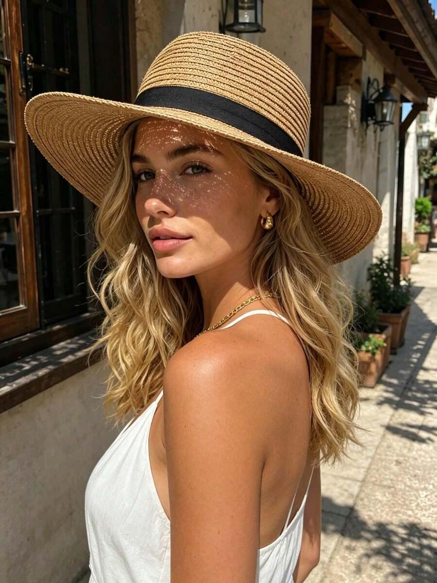 SHEIN BEŻOWY KAPELUSZ PLECIONY S07__58