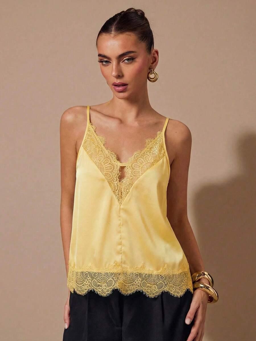 SHEIN ŻÓŁTY TOP NA RAMIĄCZKACH S06__L
