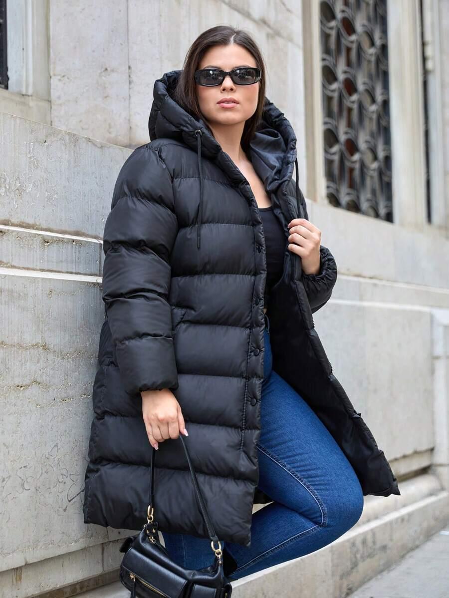 SHEIN CZARNA PIKOWANA KURTKA KAPTUR W01__48