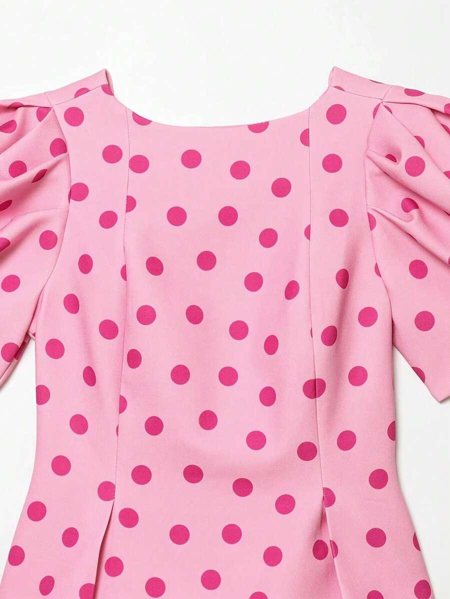 SHEIN RÓŻOWA BLUZKA W GROSZKI S06__L