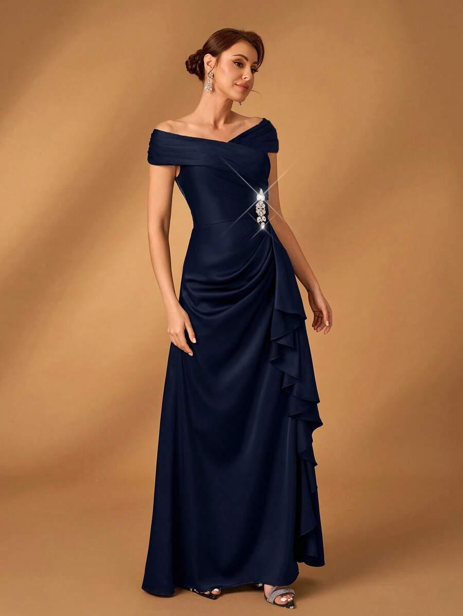 SHEIN GRANATOWA MAXI SUKIENKA ZDOBIENIE PK01__M