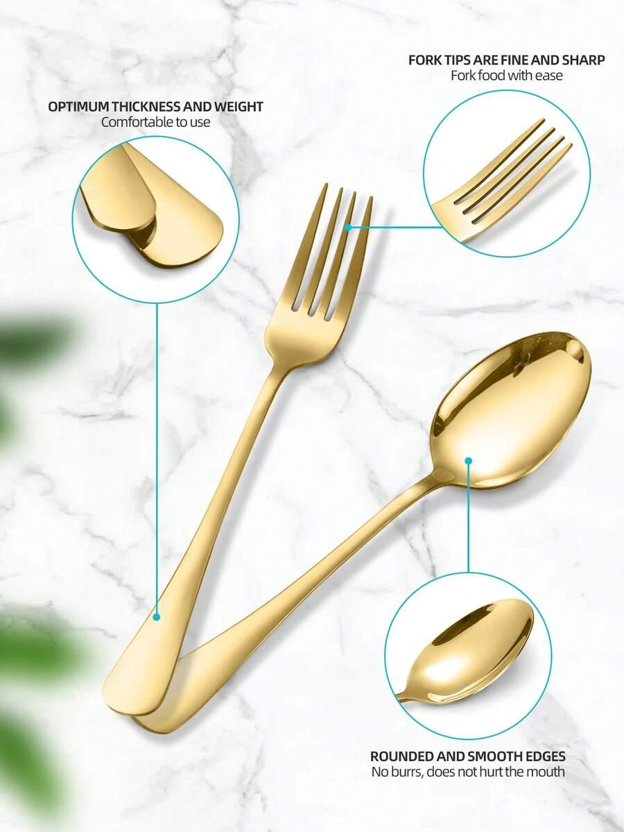 SHEIN ZŁOTY KOMPLET SZTUĆCÓW ŁYŻKA WIDELEC 2-PACK S07__3,5X17