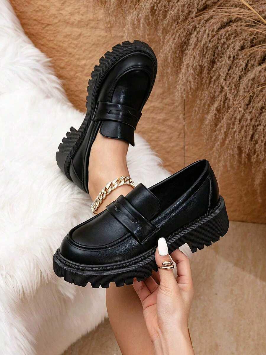 SHEIN CZARNE MOKASYNY IMITACJA SKÓRY S06__38