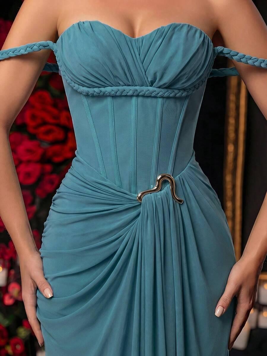 GLAMRAE NIEBIESKA MAXI SUKIENKA S06__M