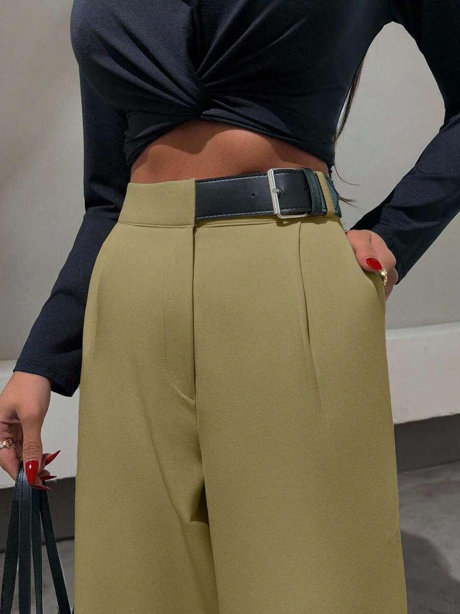 SHEIN ZIELONE SPODNIE PROSTA NOGAWKA S06__XL
