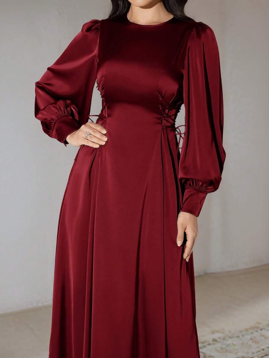 SHEIN BORDOWA SATYNOWA MAXI SUKIENKA S06__XL