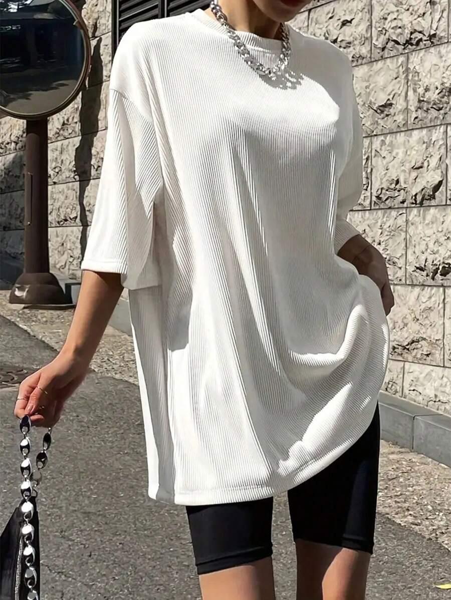 SHEIN BIAŁY T-SHIRT OVERSIZE S06__S