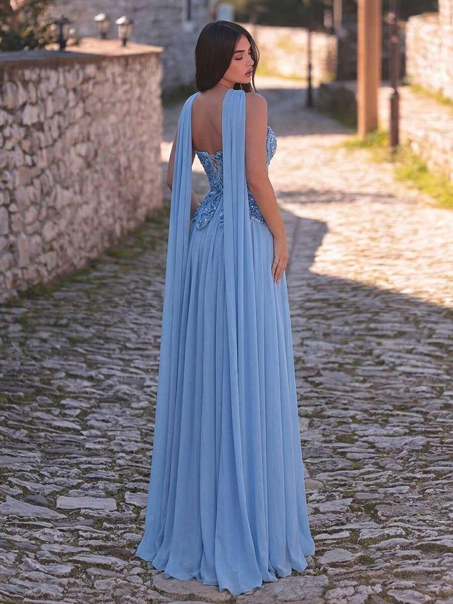 FAERIESTY NIEBIESKA MAXI SUKIENKA ZDOBIENIA S06__M