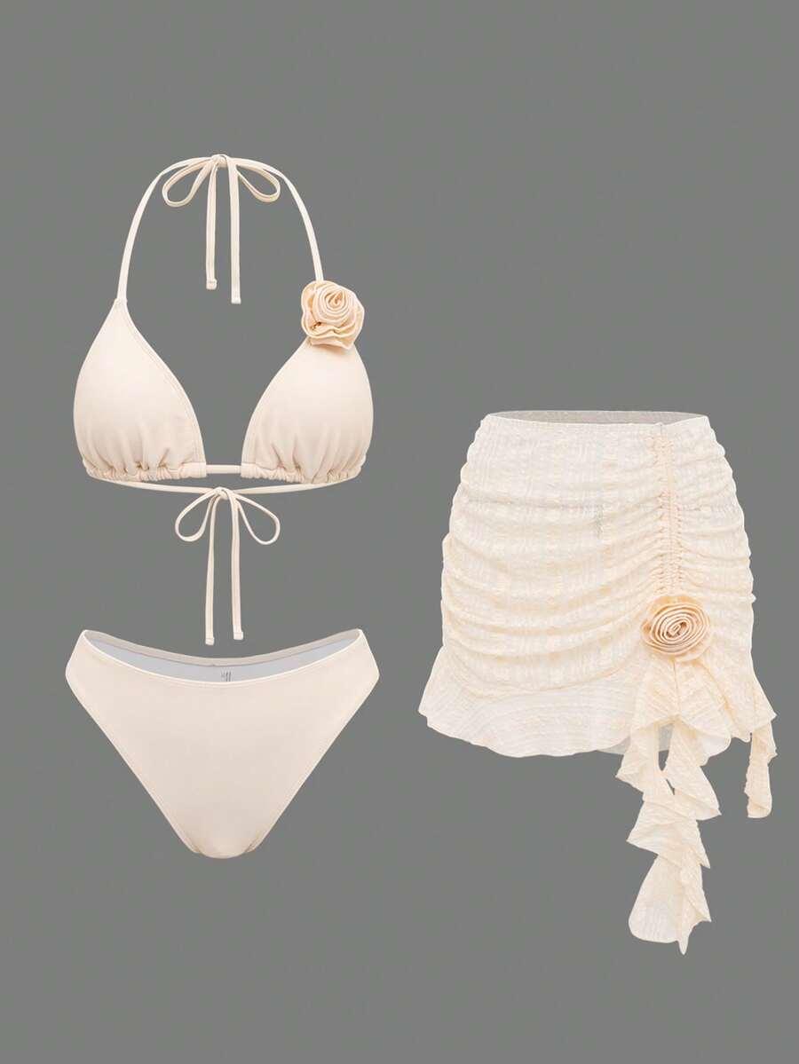 SWIM SXY KREMOWY TRZYCZĘŚCIOWY STRÓJ KĄPIELOWY KOMPLET S09__XL