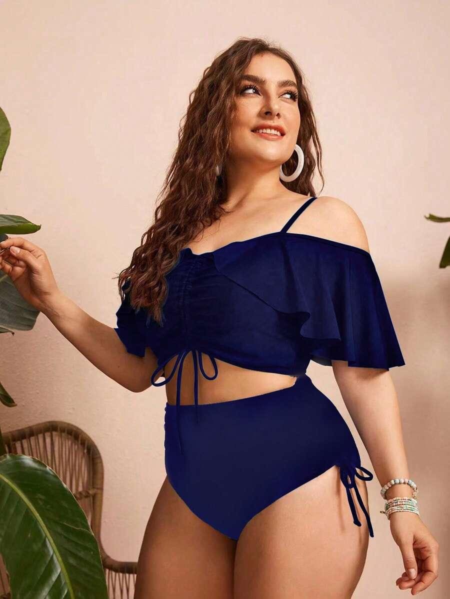 SHEIN GRANATOWY DWUCZĘŚCIOWY STRÓJ KĄPIELOWY S09__50