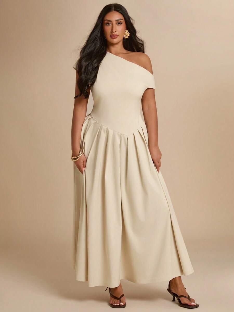 SHEIN BEŻOWA MAXI SUKIENKA S06__46