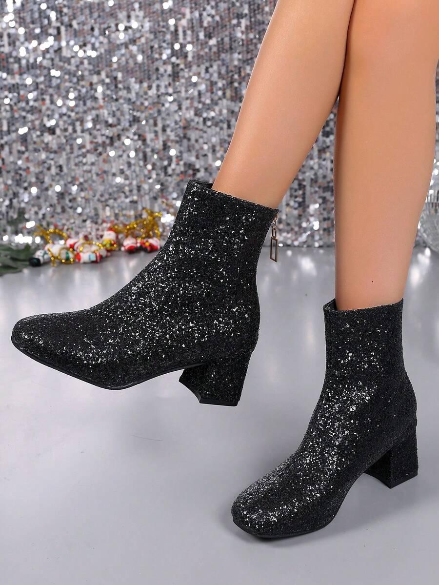 SHEIN CZARNE BOTKI OBCAS POŁYSK W01__39