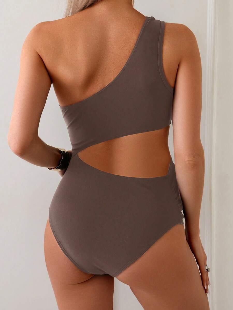 SHEIN BRĄZOWY CIĄŻOWY STRÓJ KĄPIELOWY S09__M