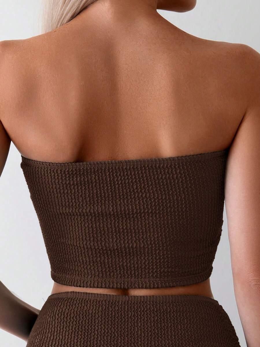 SHEIN BRĄZOWY DWUCZĘŚCIOWY STRÓJ KĄPIELOWY S09__L