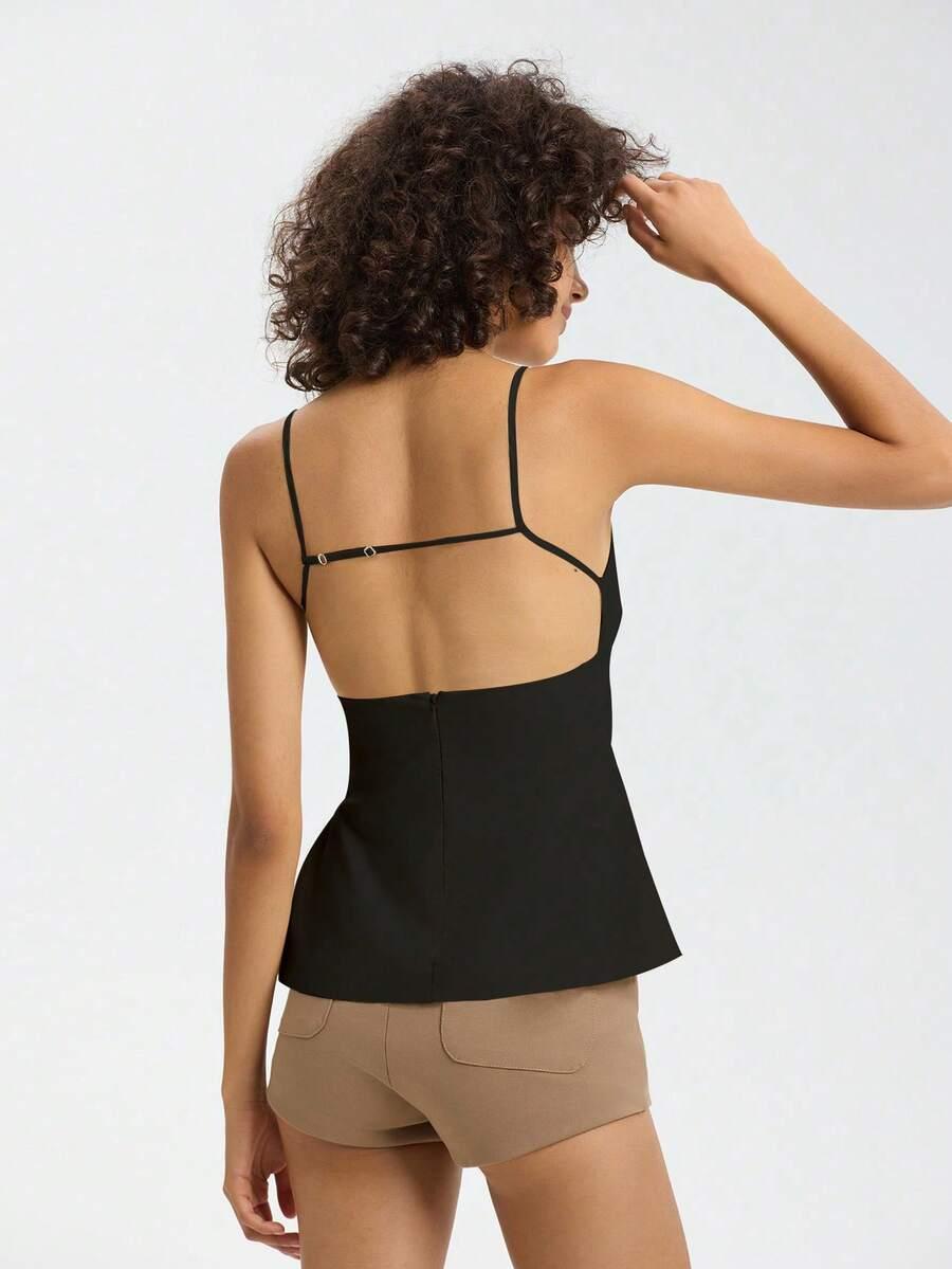 SHEIN CZARNA BLUZKA NA RAMIĄCZKACH S06__XS