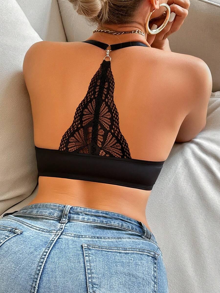 SHEIN CZARNY BIUSTONOSZ KORONKA S06__75C
