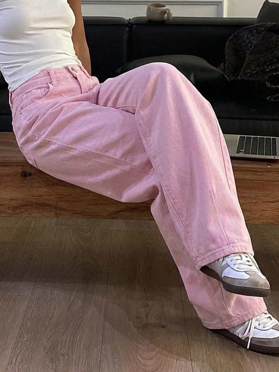DAZY RÓŻOWE SPODNIE JEANS ZAMEK S06__L
