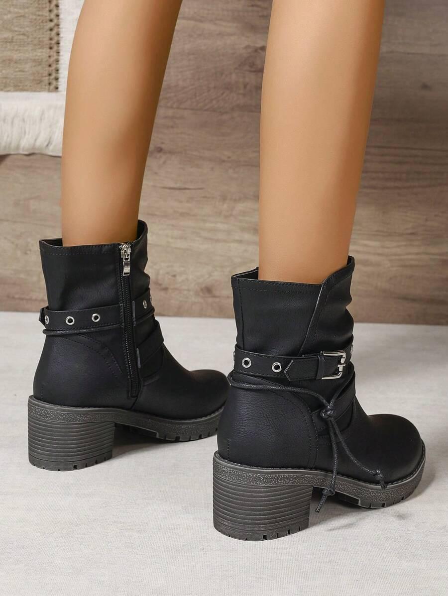 SHEIN CZARNE BOTKI KLAMRY W01__40
