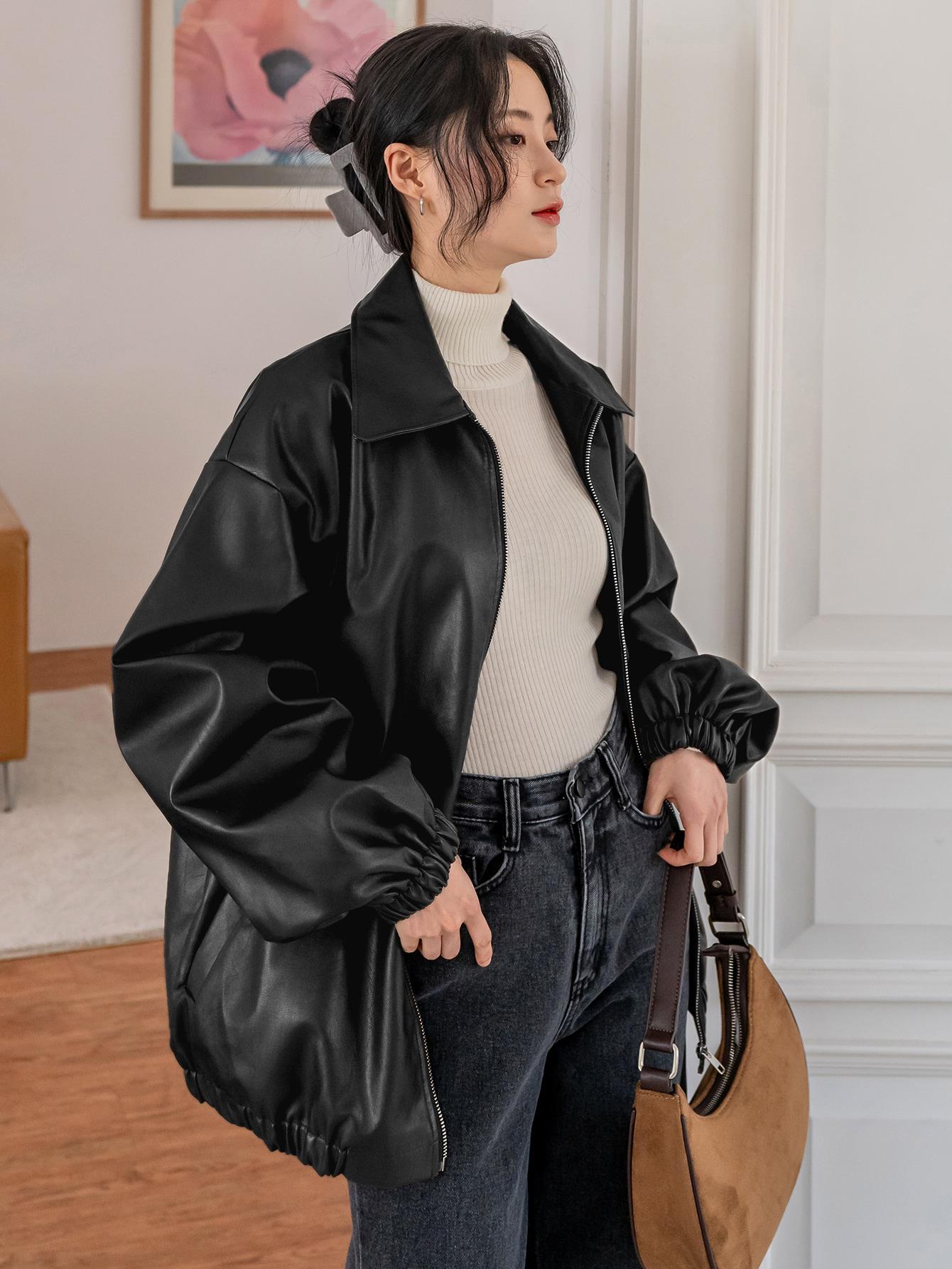 SHEIN CZARNA KURTKA IMITACJA SKÓRY S06__L