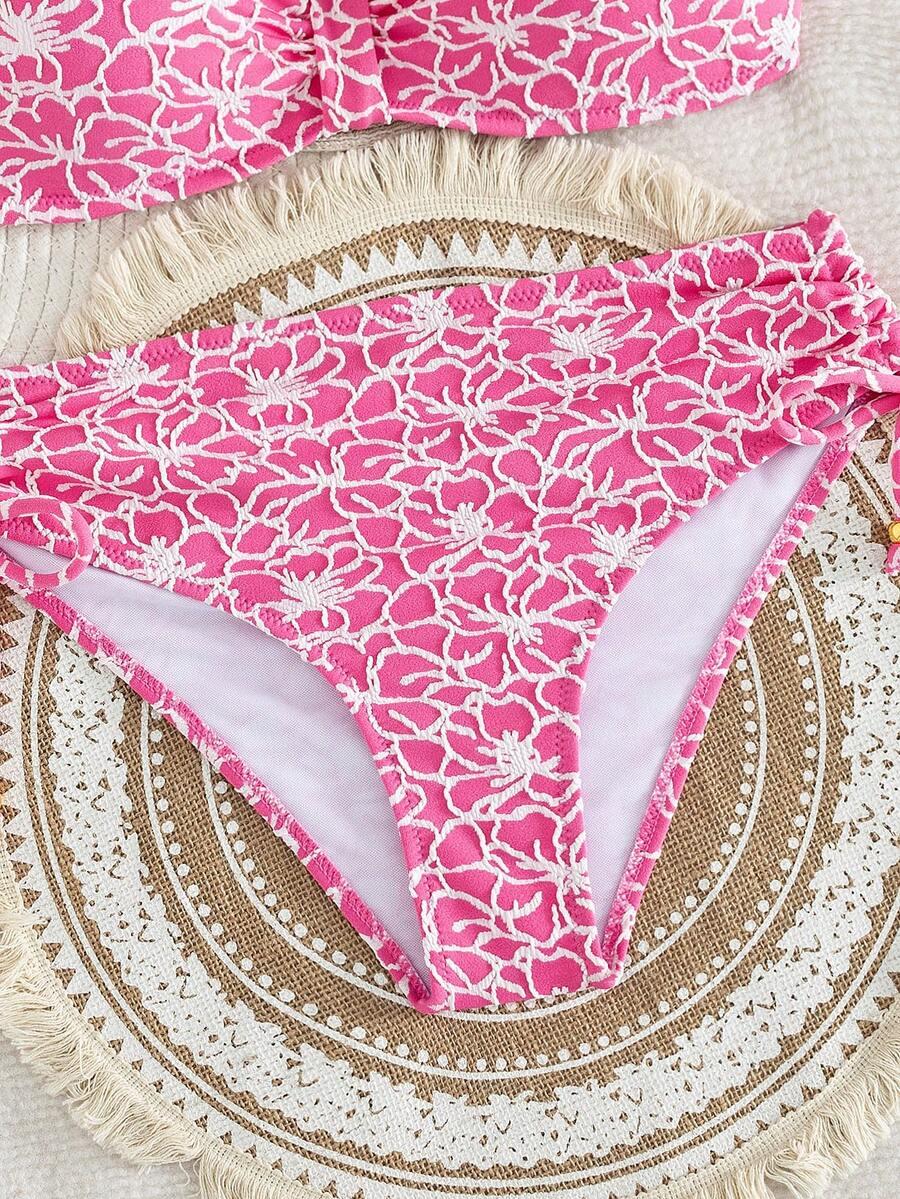 SWIM LUSHOIRE RÓŻOWY DÓŁ OD BIKINI KONTRAST WZÓR ZDOBIENIE S09__M