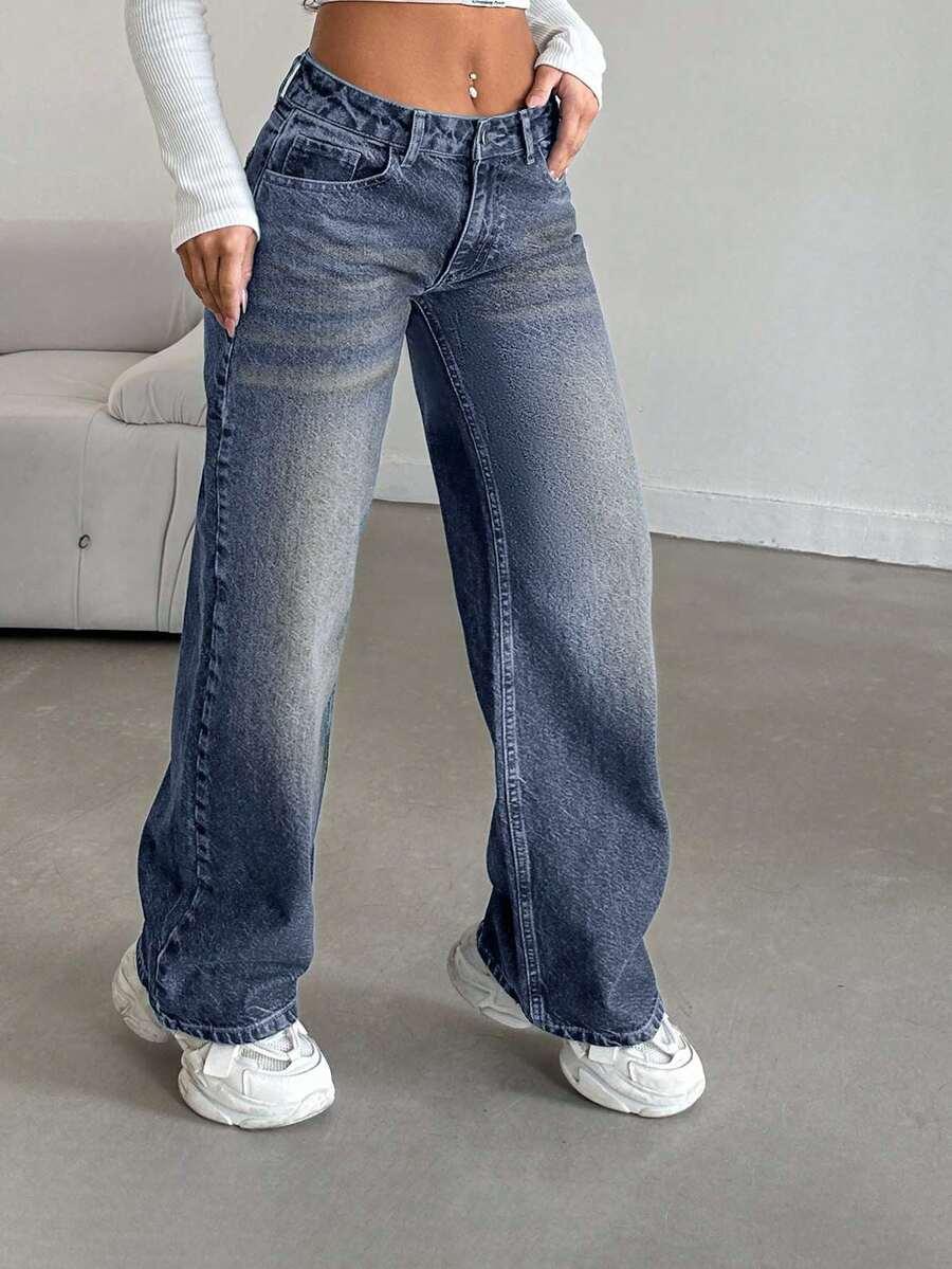 SHEIN SPODNIE JEANS PROSTA NOGAWKA S06__XS