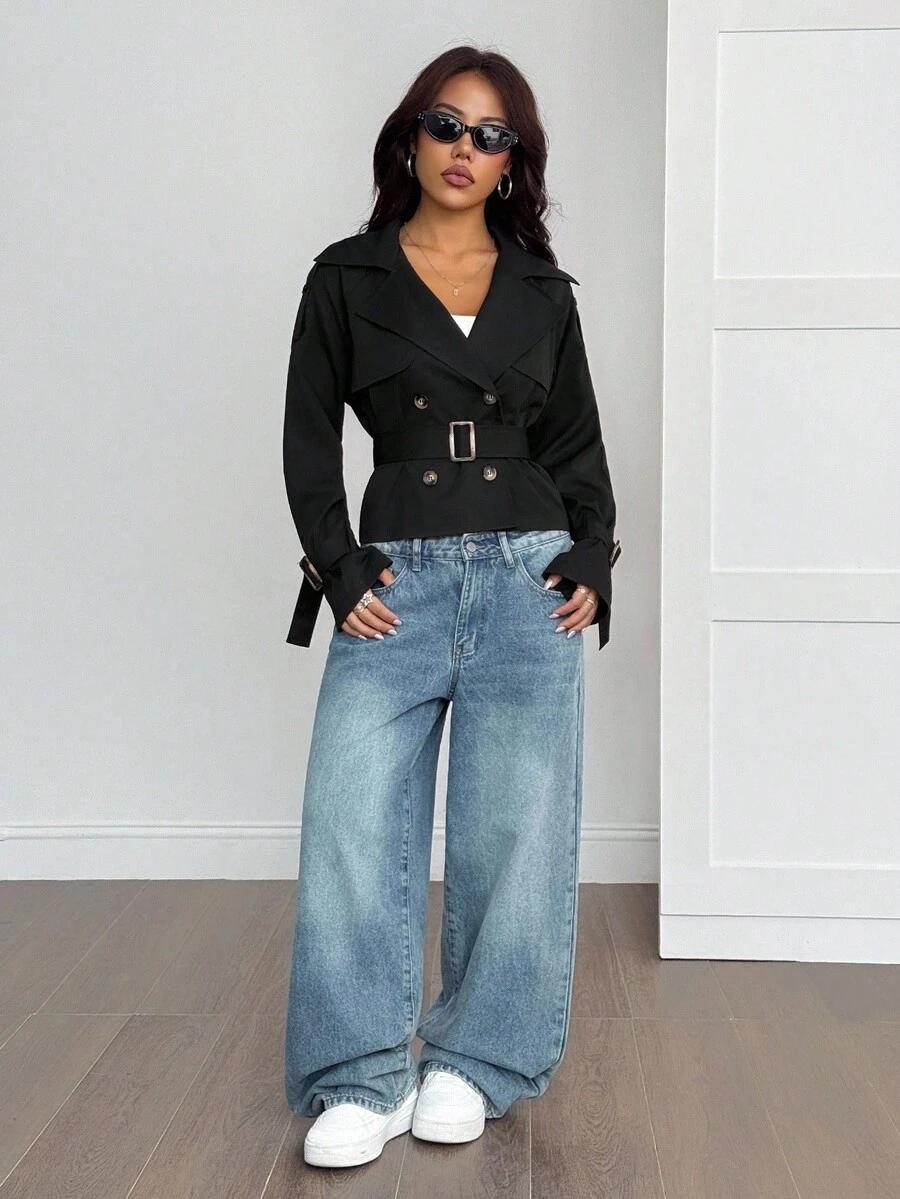 SHEIN KRÓTKA KURTKA TRENCZ S06__L