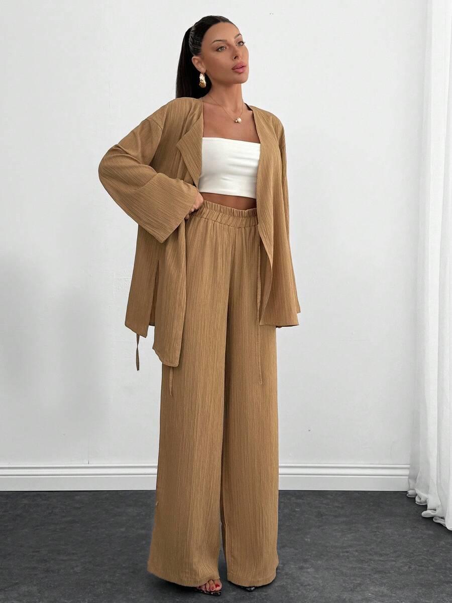 SHEIN BRĄZOWA BLUZKA WIĄZANIE S06__XL