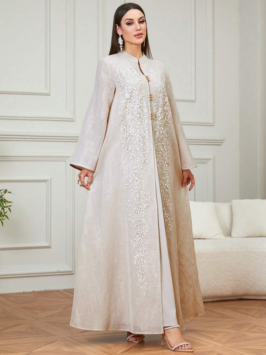 SHEIN BEŻOWA SUKIENKA ZDOBIENIE S06__XL