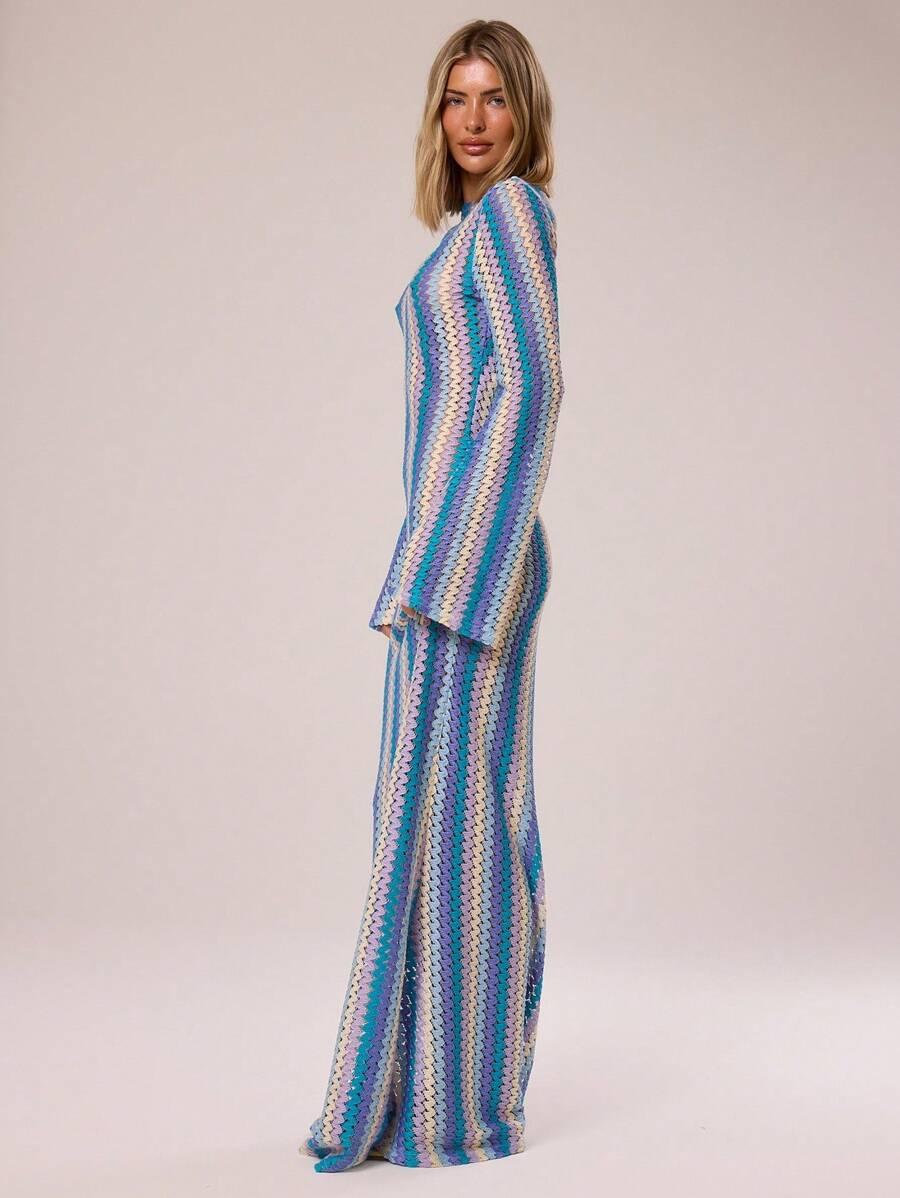 SHEIN DZIANINOWA SUKIENKA MAXI W PASKI S06__L