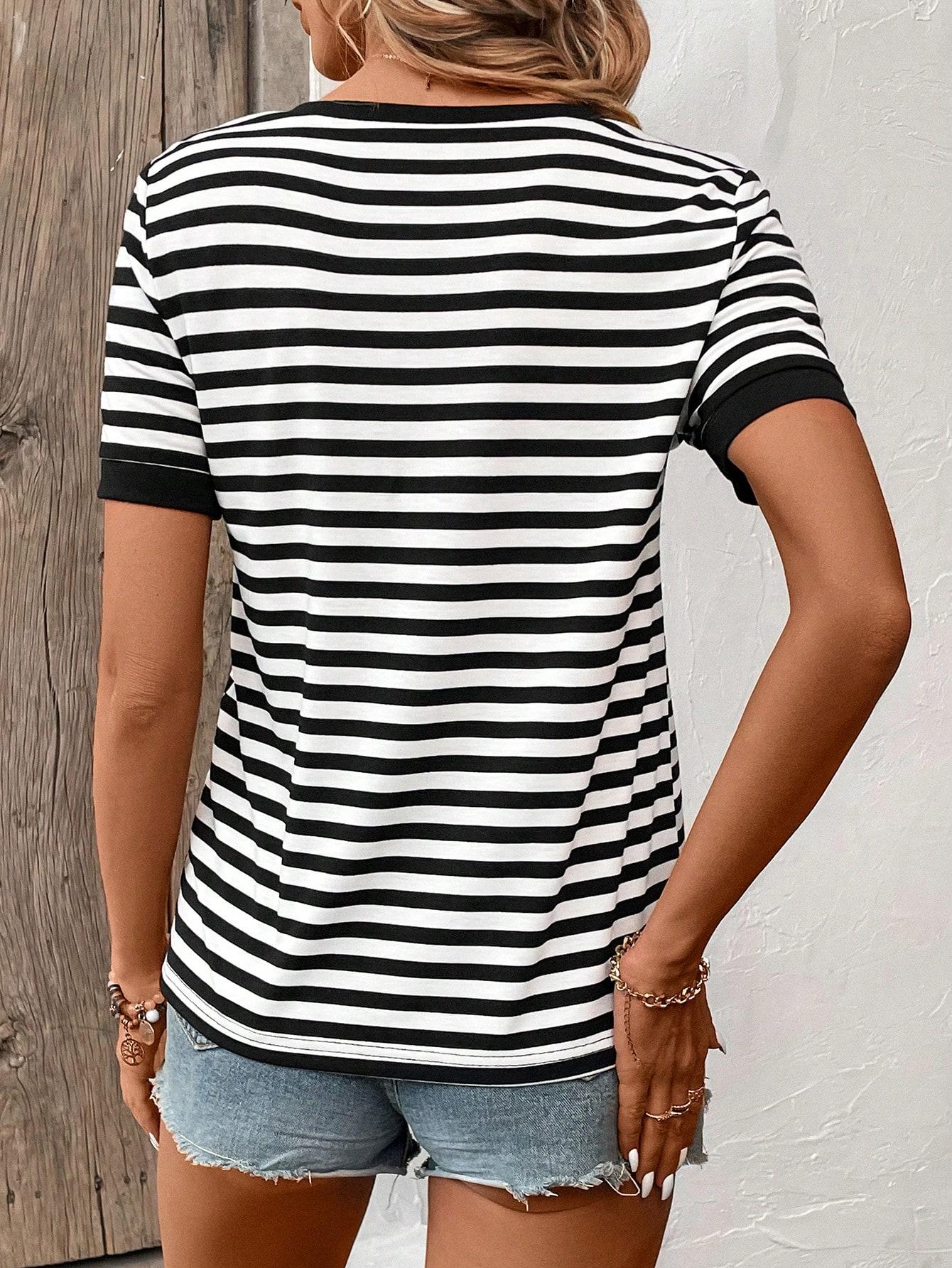 SHEIN T-SHIRT WZÓR PASKI S06__M