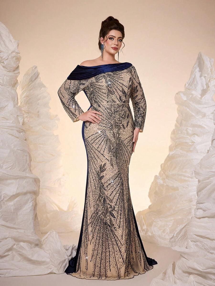SHEIN ZDOBIONA MAXI SUKIENKA S06__XXL
