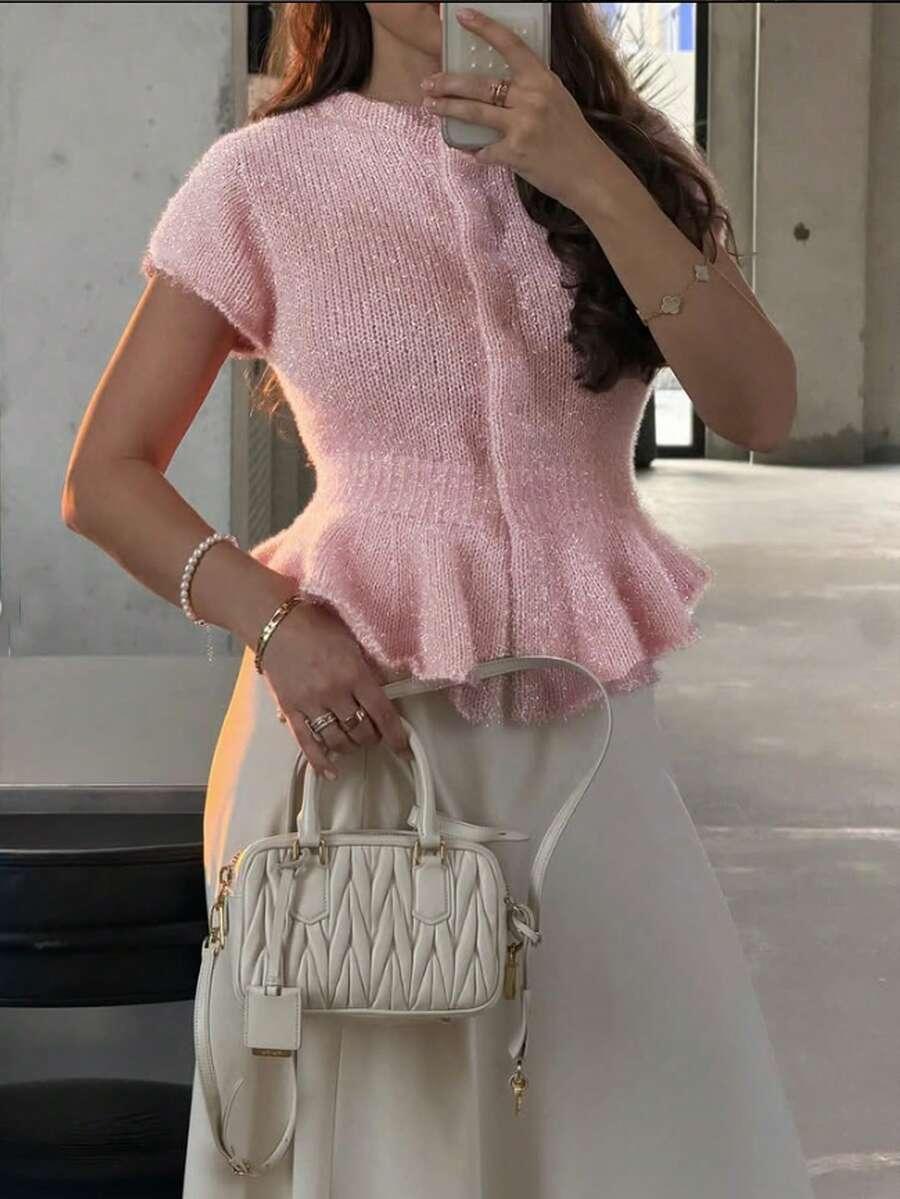 SHEIN RÓŻOWA DZIANINOWA BLUZKA S06__M
