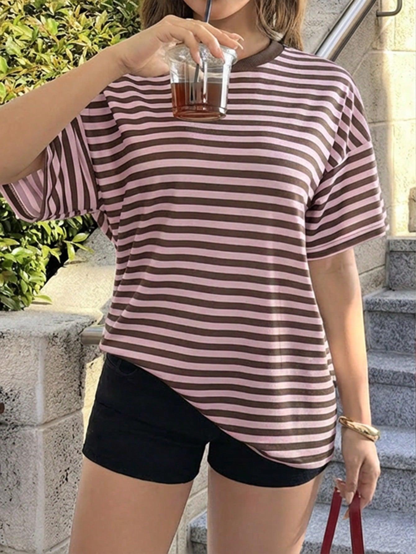 SHEIN T-SHIRT WZÓR PASKI S06__M