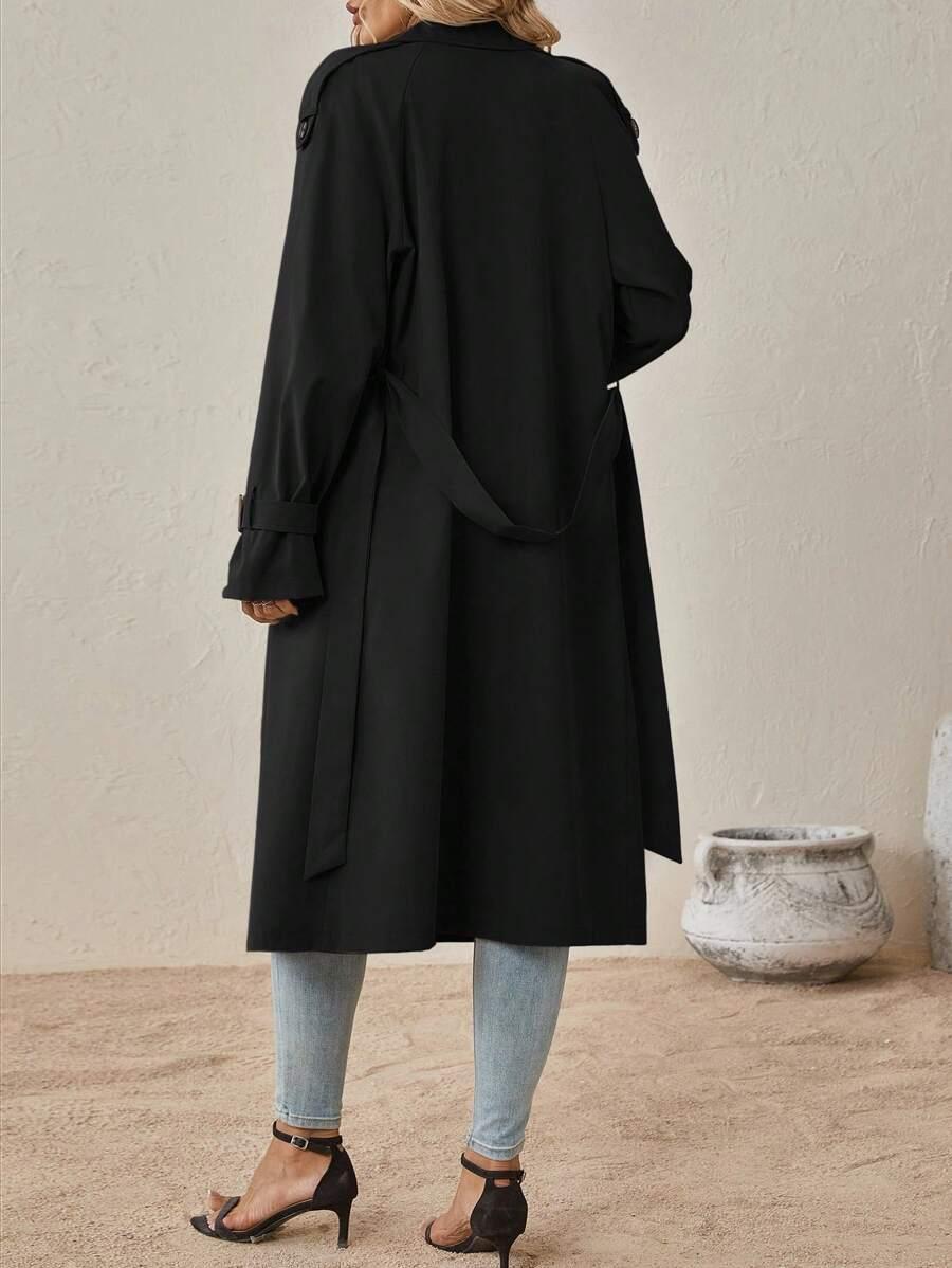 SHEIN CZARNY PŁASZCZ GUZIKI S06__S